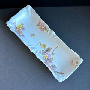 Antique Haviland & Co Celery Tray Relish Dish Floral Apple Blossoms